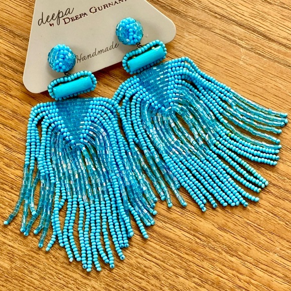 NWT Deepa Gurnani Beaded Fringe Chandeliers - Picture 4 of 12